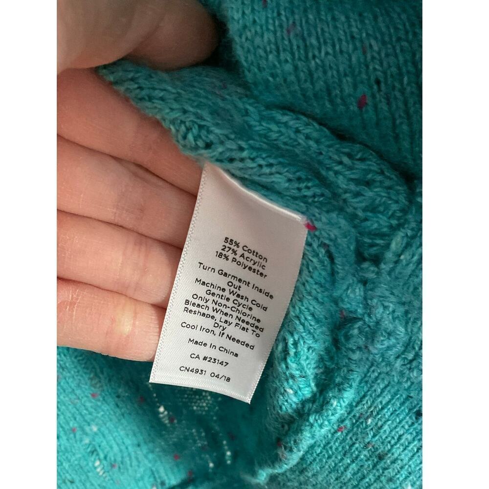 Talbots Speckled Turquoise Open Front Sweater Cardigan Size Medium Womens - Picture 6 of 7